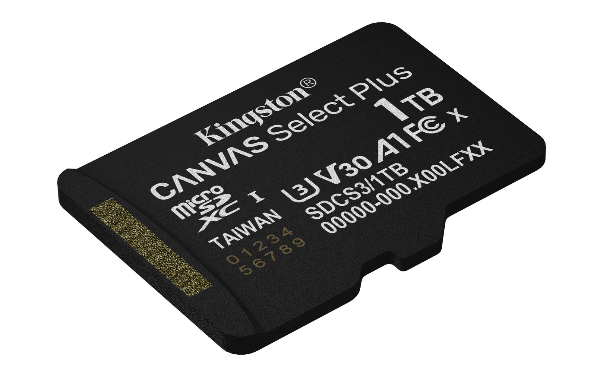 bd0e1ee8-e868-4511-884b-01331eba9bcf Kingston Memory card | Canvas Select Plus | 1000 GB | microSD | Flash memory Class 10, UHS-I, U1/U3, video 10/30, A1