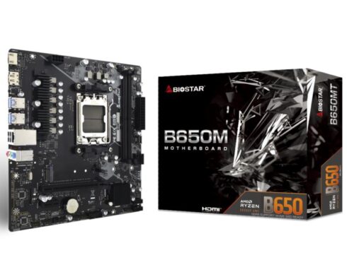 Mainboard BIOSTAR AMD B650 SAM5 Micro-ATX Memory DDR5 Memory slots 2 1xPCI-Express 3.0 1x 1xPCI-Express 4.0 16x 1xM.2 1xHDMI 1xDisplayPort 2xUSB 2.0 4xUSB 3.2 1xRJ45 3xAudio port B650MT