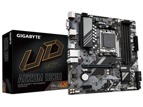 Mainboard GIGABYTE AMD A620 SAM5 Micro-ATX Memory DDR5 Memory slots 4 1xPCI-Express 4x 1xPCI-Express 3.0 1x 1xM.2 1x15pin D-sub 1xHDMI 1xDisplayPort 4xUSB 2.0 1xUSB 3.2 1xUSB-C 1xPS/2 1xRJ45 3xAudio port A620MDS3H1.1