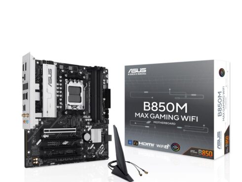 Mainboard ASUS AMD B850 SAM5 Micro-ATX Memory DDR5 Memory slots 4 3xPCI-Express 4.0 16x 1xPCI-Express 5.0 16x 3xM.2 1xHDMI 1xDisplayPort 5xUSB 2.0 2xUSB 3.2 2xUSB-C 1xRJ45 3xAudio port B850MMAXGAMINGWIFI