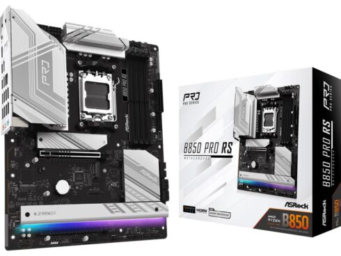 Mainboard ASROCK AMD B850 SAM5 ATX Memory DDR5 Memory slots 4 1xPCI-Express 4.0 16x 1xPCI-Express 5.0 16x 1xM.2 1xHDMI 1xAudio-In 1xAudio-Out 1xMicrophone 6xUSB 2.0 5xUSB 3.2 1xUSB-C 1xRJ45 B850PRORS