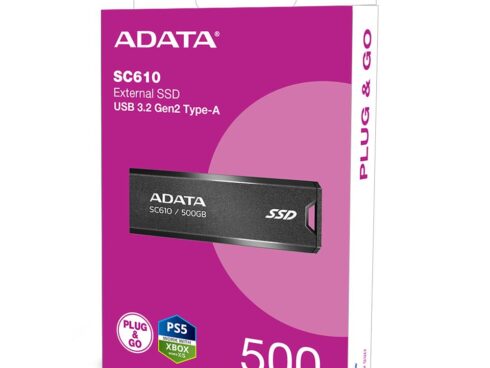 External SSD ADATA SC610 500GB USB 3.2 Write speed 500 MBytes/sec Read speed 550 MBytes/sec SC610-500G-CBK/RD