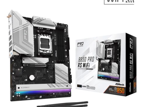 Mainboard ASROCK AMD B850 SAM5 ATX Memory DDR5 Memory slots 4 1xPCI-Express 4.0 16x 1xPCI-Express 5.0 16x 1xM.2 1xHDMI 1xAudio-In 1xAudio-Out 1xMicrophone 6xUSB 2.0 4xUSB 3.2 2xUSB-C 1xRJ45 B850PRORSWIFI
