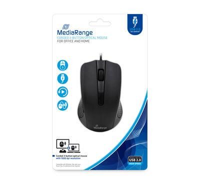 MOUSE USB OPTICAL BLACK/3-BUTTON MROS210 MEDIARANGE