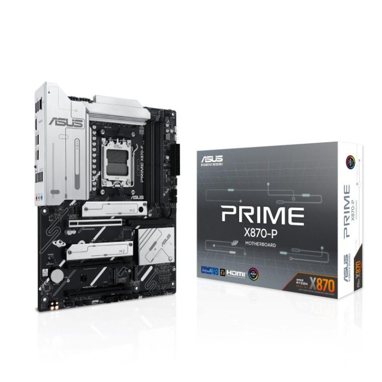 ASUS PRIME X870-P motininė plokštė su DDR5 atmintimi ir 4 M.2 lizdais