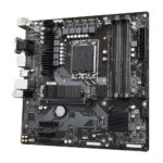 GIGABYTE B760MDS3H DDR4 motininė plokštė, šoninis vaizdas su jungtimis