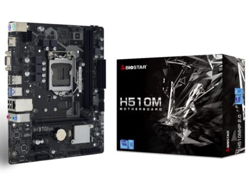 Mainboard BIOSTAR Intel H510 LGA1200 MicroATX Memory DDR4 Memory slots 2 2xPCI-Express 3.0 1x 1xPCI-Express 4.0 16x 1xM.2 1x15pin D-sub 1xHDMI 2xAudio-In 1xAudio-Out 4xUSB 2.0 2xUSB 3.2 2xPS/2 1xRJ45 H510MHP2.0