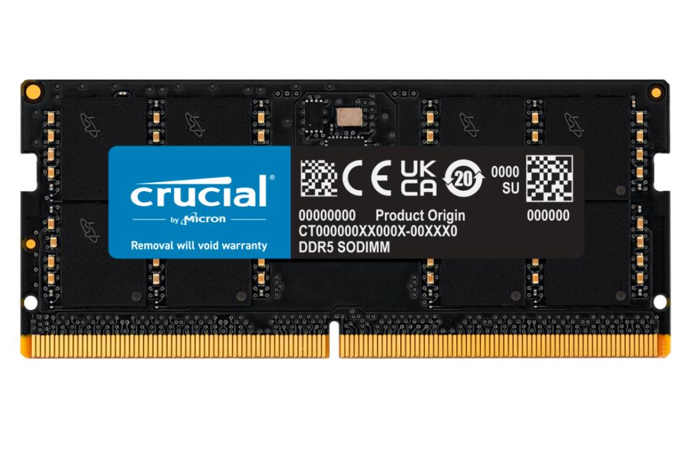 f53be201-61b0-4094-baf7-e7d346978074 32GB DDR5-4800 SODIMM at different angle, showcasing module design and connectors