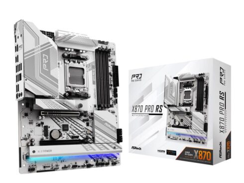 Mainboard ASROCK AMD X870 SAM5 ATX Memory DDR5 Memory slots 4 1xPCI-Express 4.0 16x 1xPCI-Express 5.0 16x 4xM.2 1xHDMI 6xUSB 2.0 4xUSB 3.2 2xUSB-C 1xOptical S/PDIF 1xRJ45 2xAudio port X870PRORS