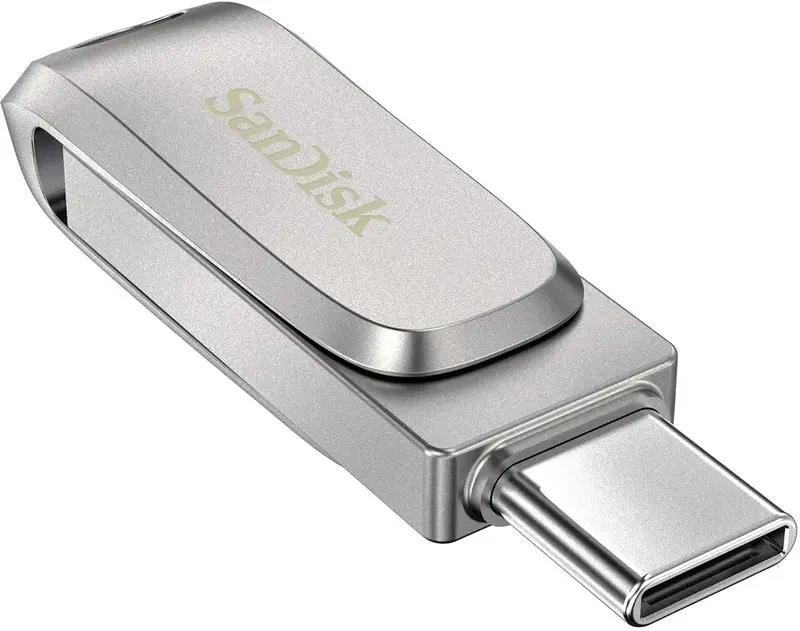fb2117a3-8263-42ab-881b-ce3cfb9b3a34 USB-C atminties kortelė SanDisk 64GB, šoninis vaizdas