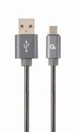 USB2 į Micro-USB laidas 1m, metalinės pilkos spalvos