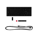 Klaviatūra HyperX Alloy Origins Core, juoda, iš arti rodo mechaninius jungiklius