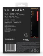 SSD WESTERN DIGITAL Black SN850X 1TB M.2 PCIE NVMe Write speed 6300 MBytes/sec Read speed 7300 MBytes/sec 2.38mm TBW 600 TB WDS100T2X0E