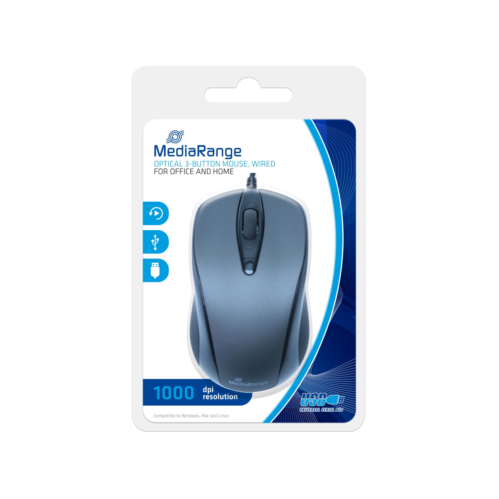02643187-d069-4e67-8c4d-1e71c125b793 Optinė pelė su 1000 dpi ir USB jungtimi, juoda/pilka
