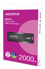 External SSD ADATA SC610 2TB USB 3.2 Write speed 500 MBytes/sec Read speed 550 MBytes/sec SC610-2000G-CBK/RD