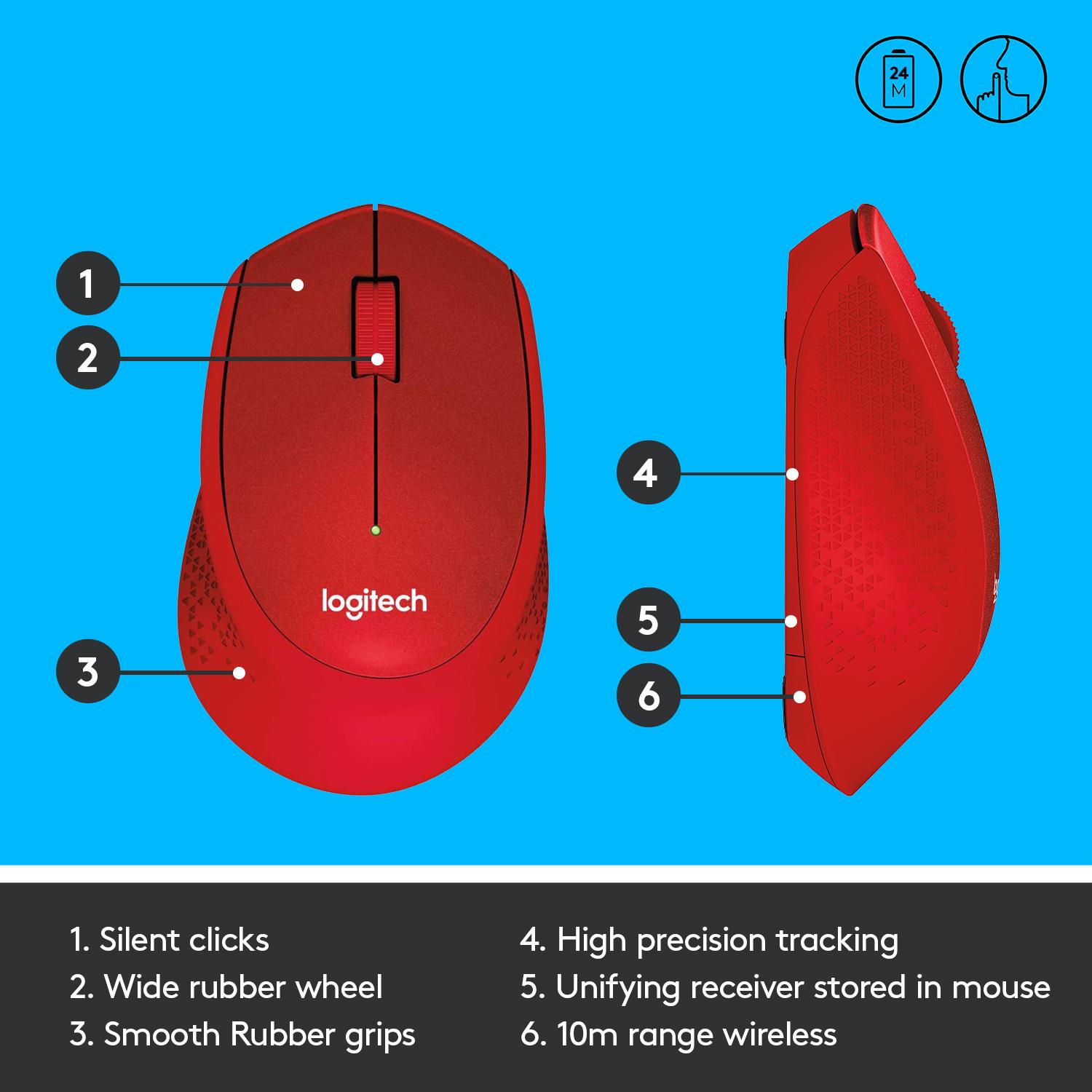 055fb791-e933-4363-9471-01159e890ea4 MOUSE USB OPTICAL WRL M330/SILENT RED 910-004911 LOGITECH