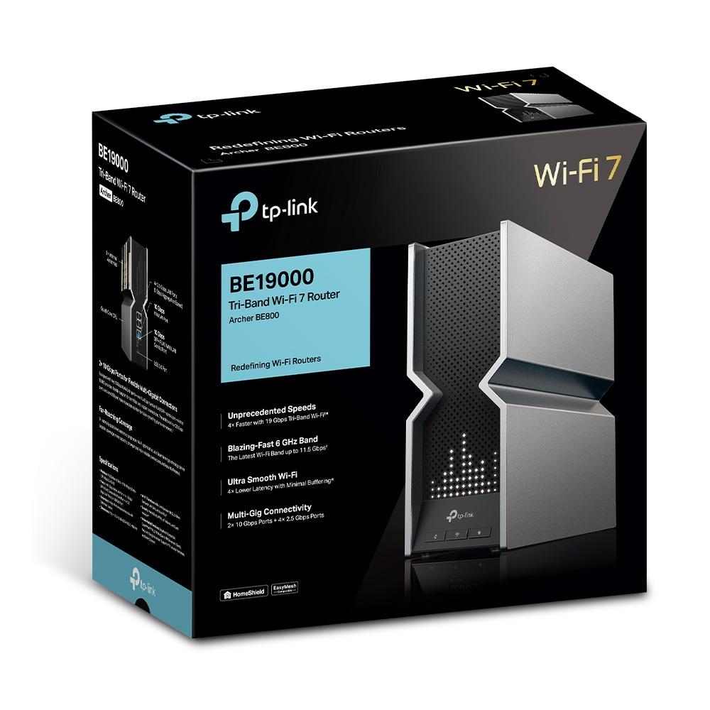 06c752a4-bd20-44df-97fe-156a0bc09e49 Wireless Router TP-LINK Wireless Router 19000 Mbps Mesh Wi-Fi 7 USB 3.0 4x2.5GbE 2x10GbE LAN WAN ports 2 Number of antennas 8 ARCHERBE800