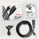 USB 2.0 A-M/A-F aktyvus kabelis, 20 metrų ilgio, iš arti