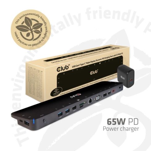 Club 3D CSV-1564W65 dokas su USB-C ir 65W PD įkrovimu