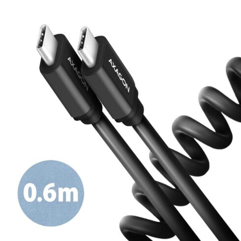 USB-C į USB-C laidas 0.6 m, 60W, juodas