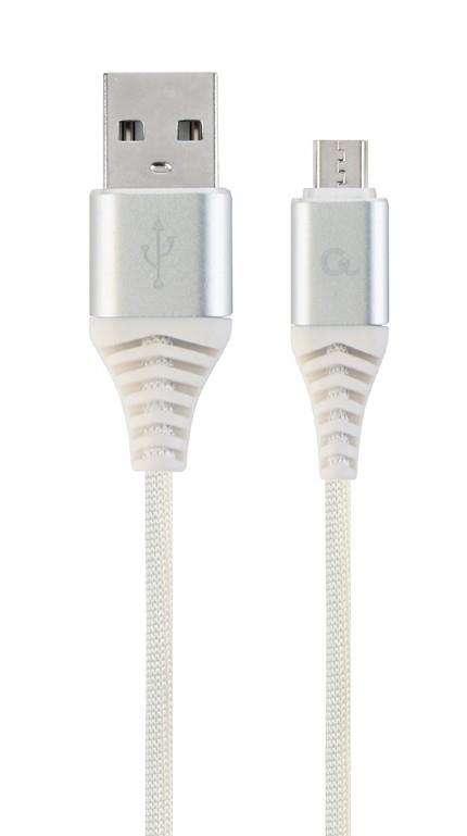 USB2 iki Micro-USB laidas, 1 m, sidabrinis/baltas