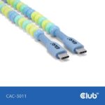 USB-C kabelis CAC-3011 su mėlynu korpusu ir matomu jungčių dizainu