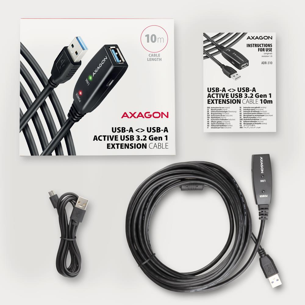 0b9db628-96d2-4dd2-9a24-13f4cefa47c8 CABLE USB3.2 A-M/A-F ACTIVE/10M ADR-310 AXAGON