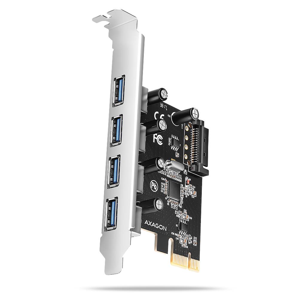 0c03344a-b42a-4d3d-85c1-393fa14ba88f I/O kortelė AXAGON PCEU-430RS su 4 USB-A 5Gbps prievadais