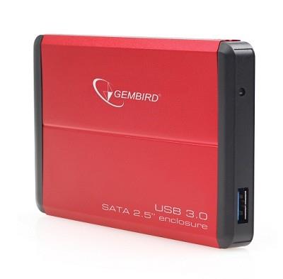 Išorinė HDD dėžutė USB 3.0, raudona, palaiko 2.5" SATA diskus