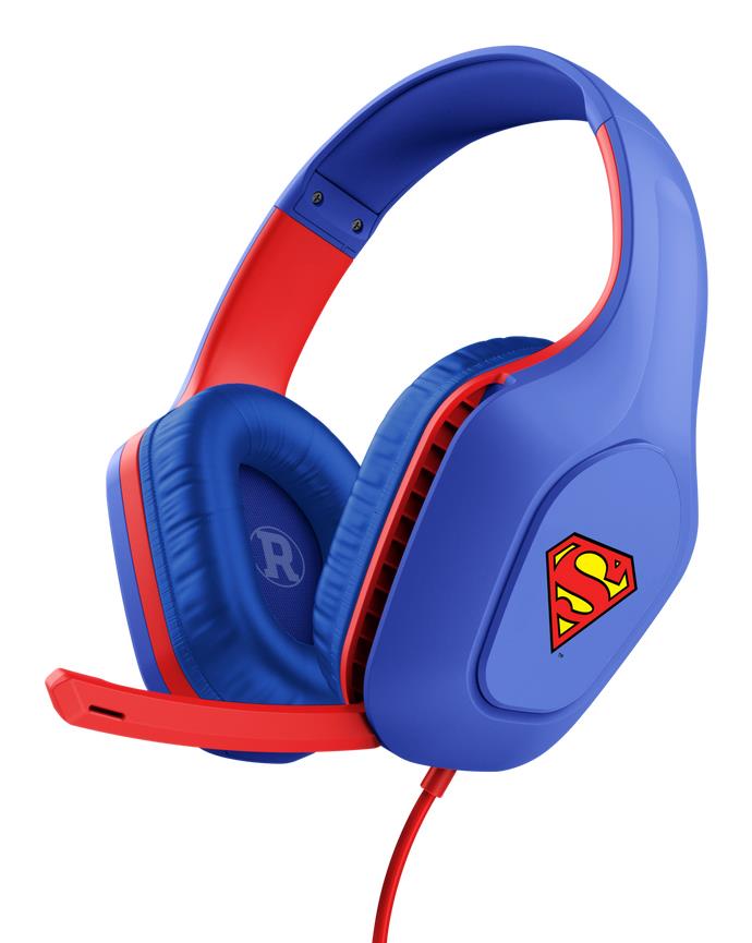 130e391d-cc0f-4dbb-ae2d-531de6d90d49 Ausinės GXT415SM ZIROX su Superman logotipu ir raudona-mėlyna spalva