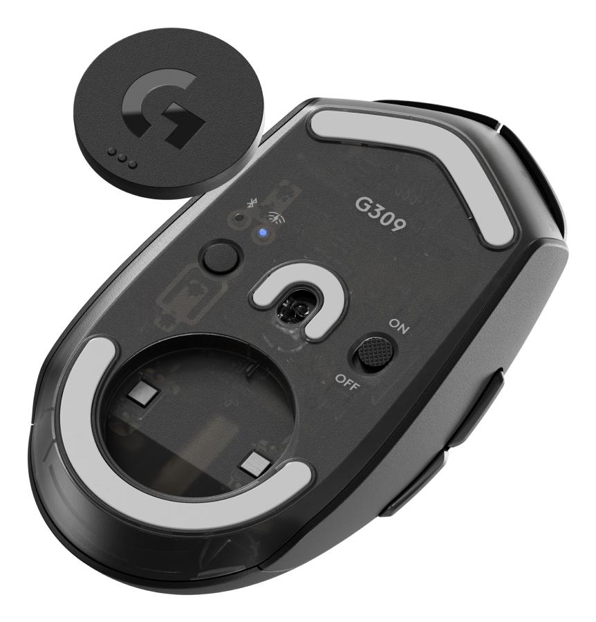 1408265b-6033-48a2-986a-e5a174df10d2 Pelė Logitech G309, juoda, matoma iš šono su mygtukais