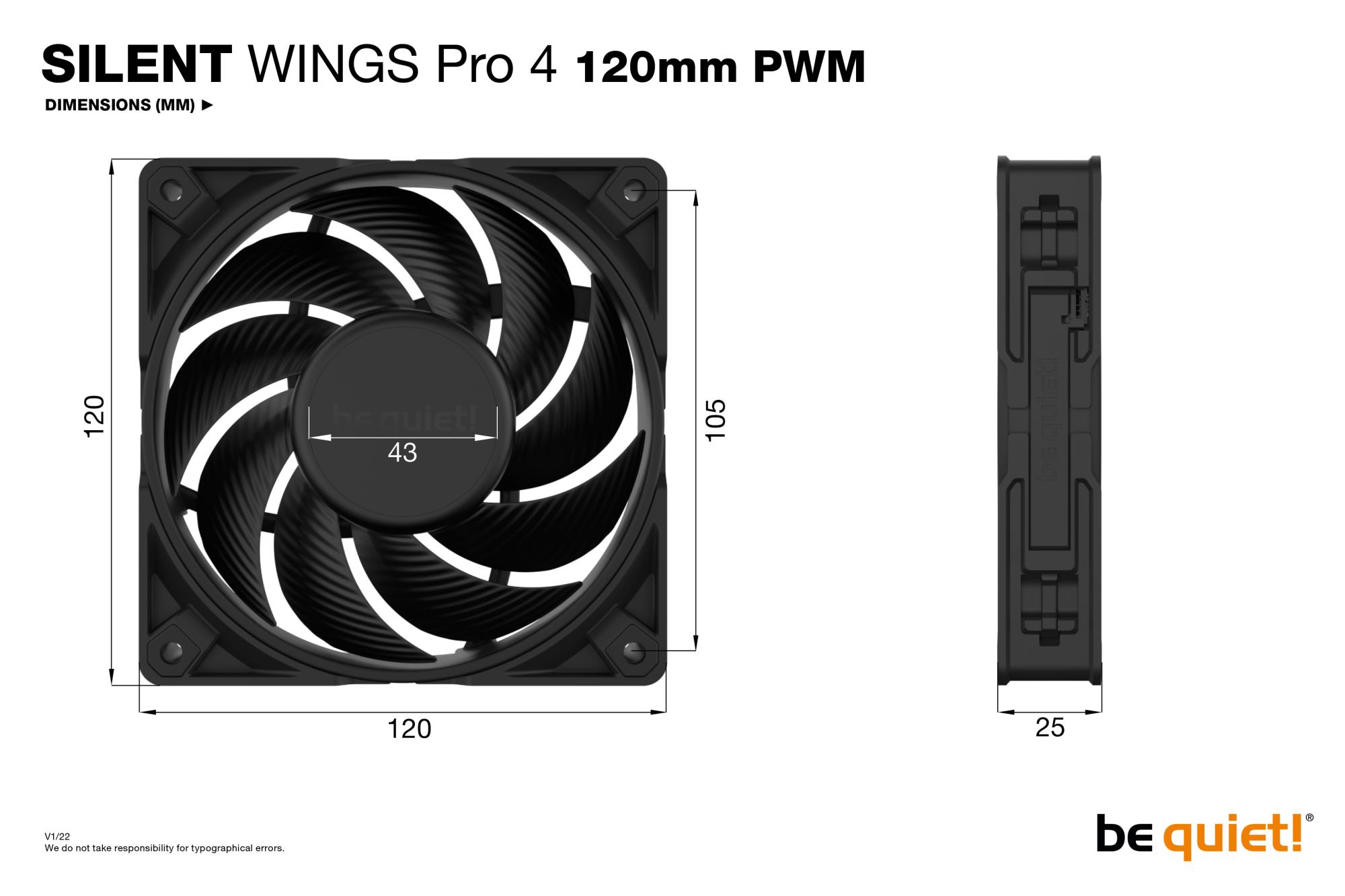 14669d48-0b4e-447c-bf03-c8257e30b8aa CASE FAN 120MM SILENT WINGS/PRO 4 BL098 BE QUIET