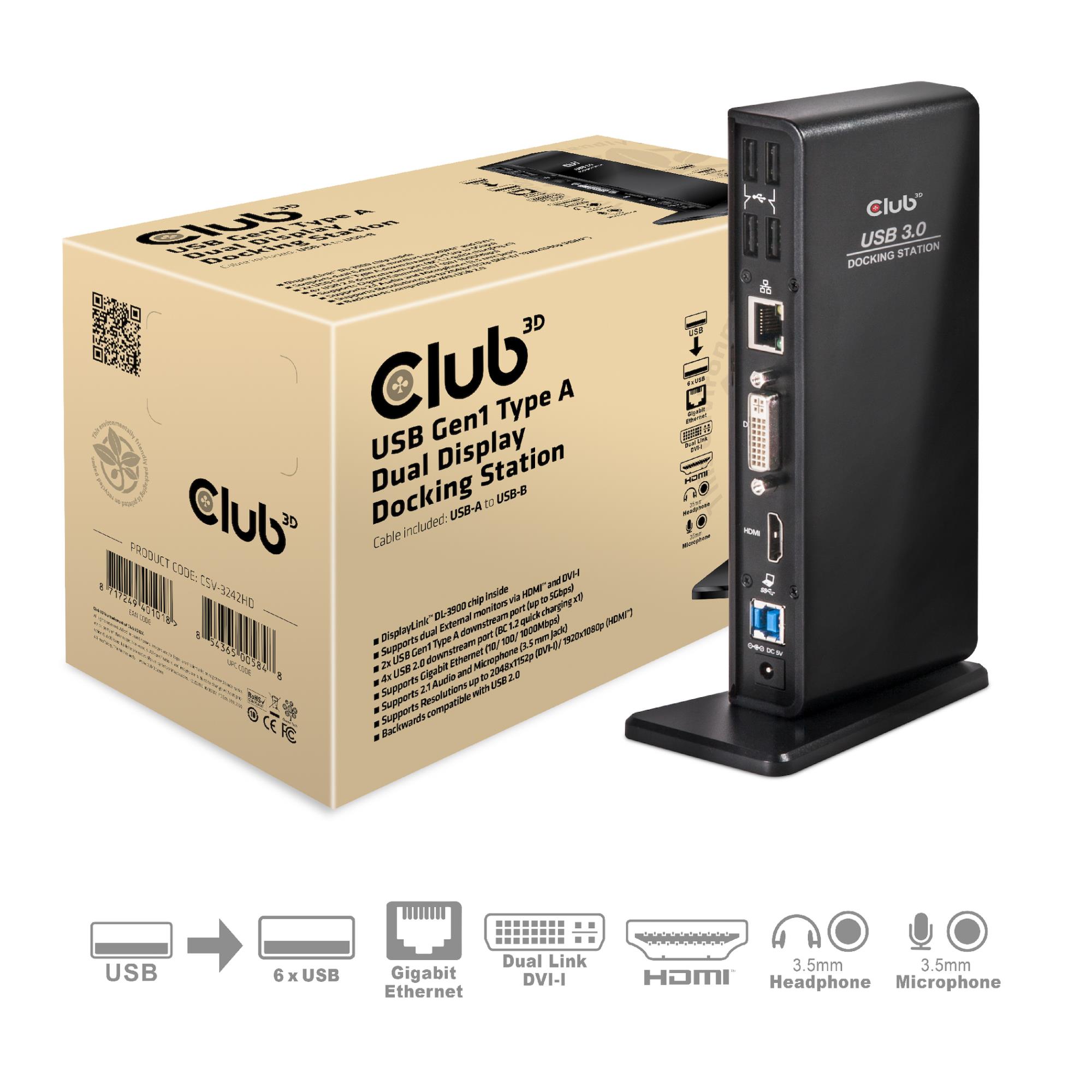 149d732a-915e-4873-9e8c-334d4c10ac7f Dokų stotelė CSV-3242HD su atidarytu USB 3.0 prievadu ir jungtimis
