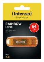 USB atmintinė Intenso 64GB su oranžiniu korpusu, šoninis vaizdas