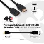 CABLE HDMI TO HDMI 3M/M/F CAC-1321 CLUB3D