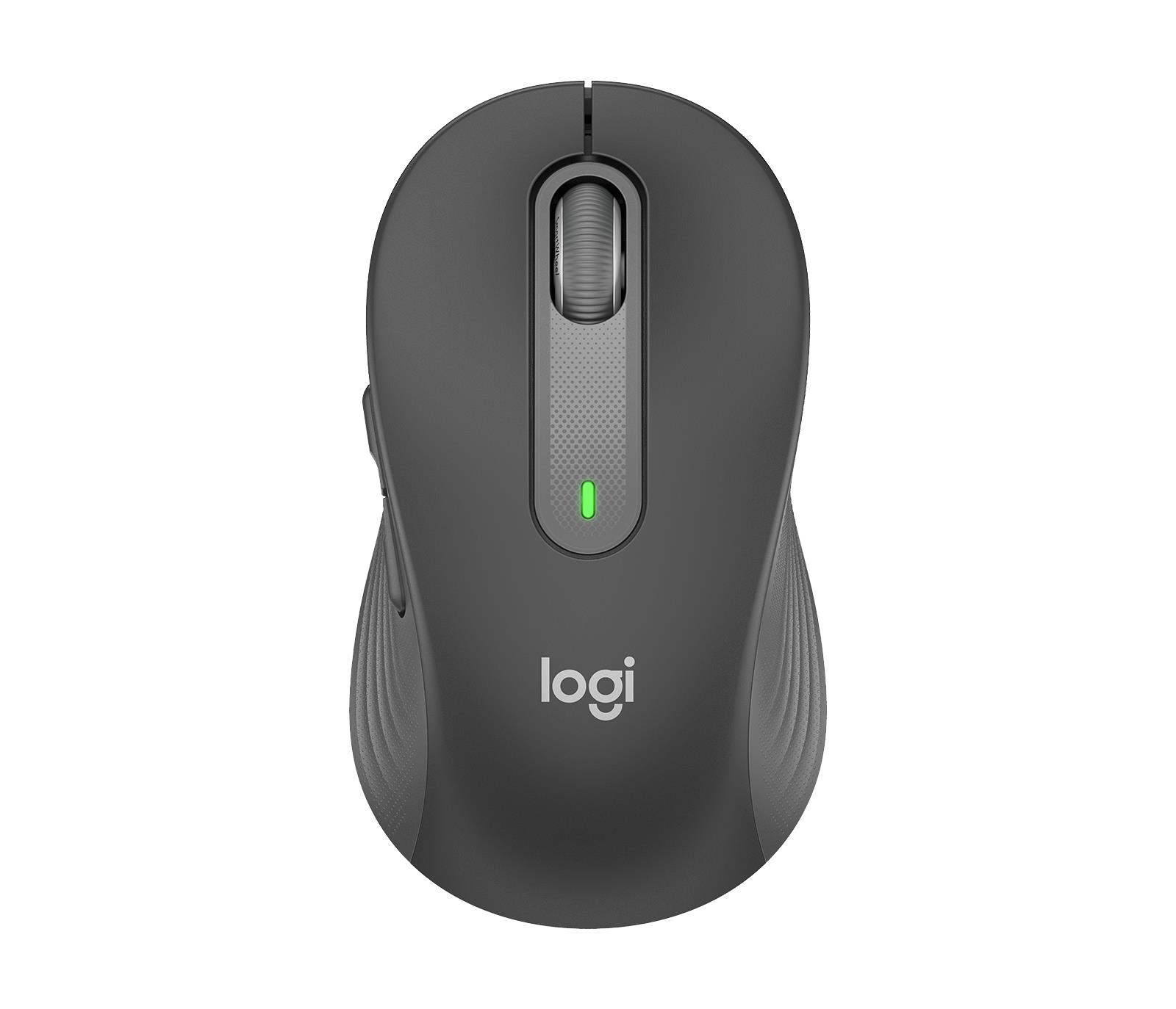 164ee218-a88a-48f1-8162-b2ef4f16d803 Pelė Logitech M650, grafito spalvos, matoma iš šono su mygtukais