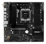 Motininė plokštė ASROCK B850M PRO-A WIFI, iš šono, rodo prievadų išdėstymą