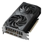 Vaizdo plokštė GIGABYTE GeForce RTX 5060, šoninis vaizdas su prievadų išdėstymu
