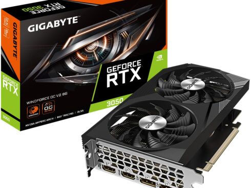 Graphics Card GIGABYTE NVIDIA GeForce RTX 3050 8 GB GDDR6 128 bit PCIE 4.0 16x Memory 14000 MHz 2xHDMI 2xDisplayPort GV-N3050WF2OCV2-8GD