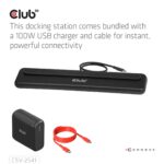 Dokas CSV-2541 su atidarytu USB-C prievadu ir prijungtais kabeliais
