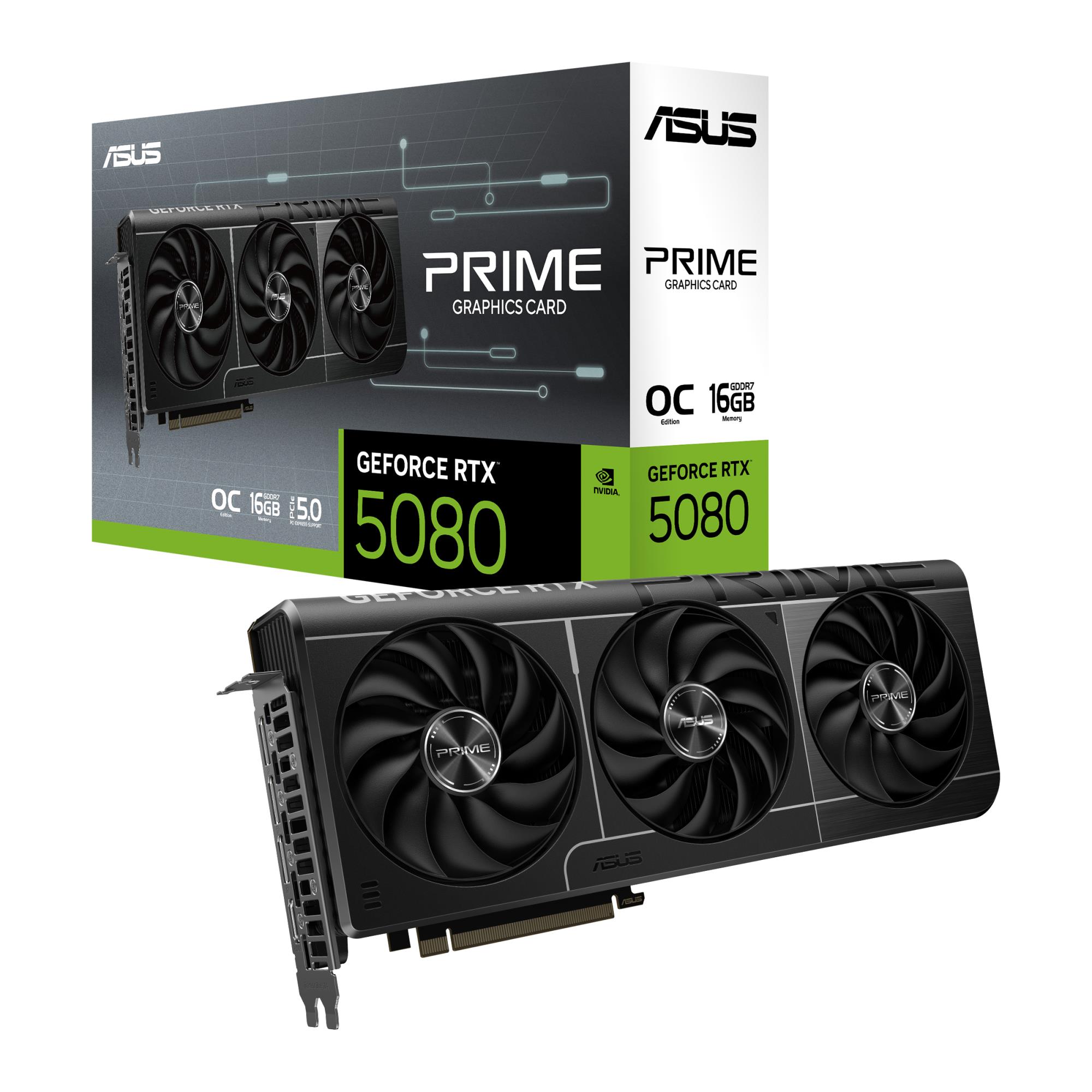 1ab965f9-0403-4f27-8937-a5cdfcd49e88 Graphics Card ASUS NVIDIA GeForce RTX 5080 16 GB GDDR7 256 bit PCIE 5.0 16x 1xHDMI 3xDisplayPort PRIME-RTX5080-O16G