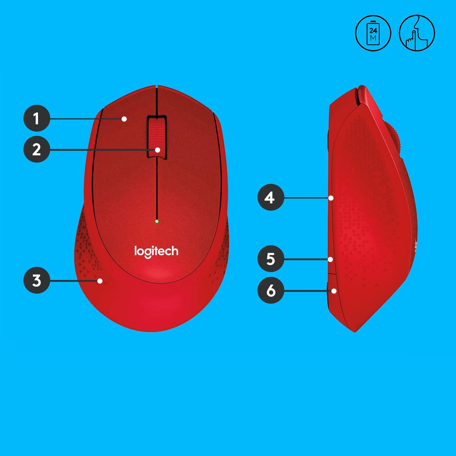 1b533e40-57b2-4a1d-8b8b-3cd63b121052 MOUSE USB OPTICAL WRL M330/SILENT RED 910-004911 LOGITECH