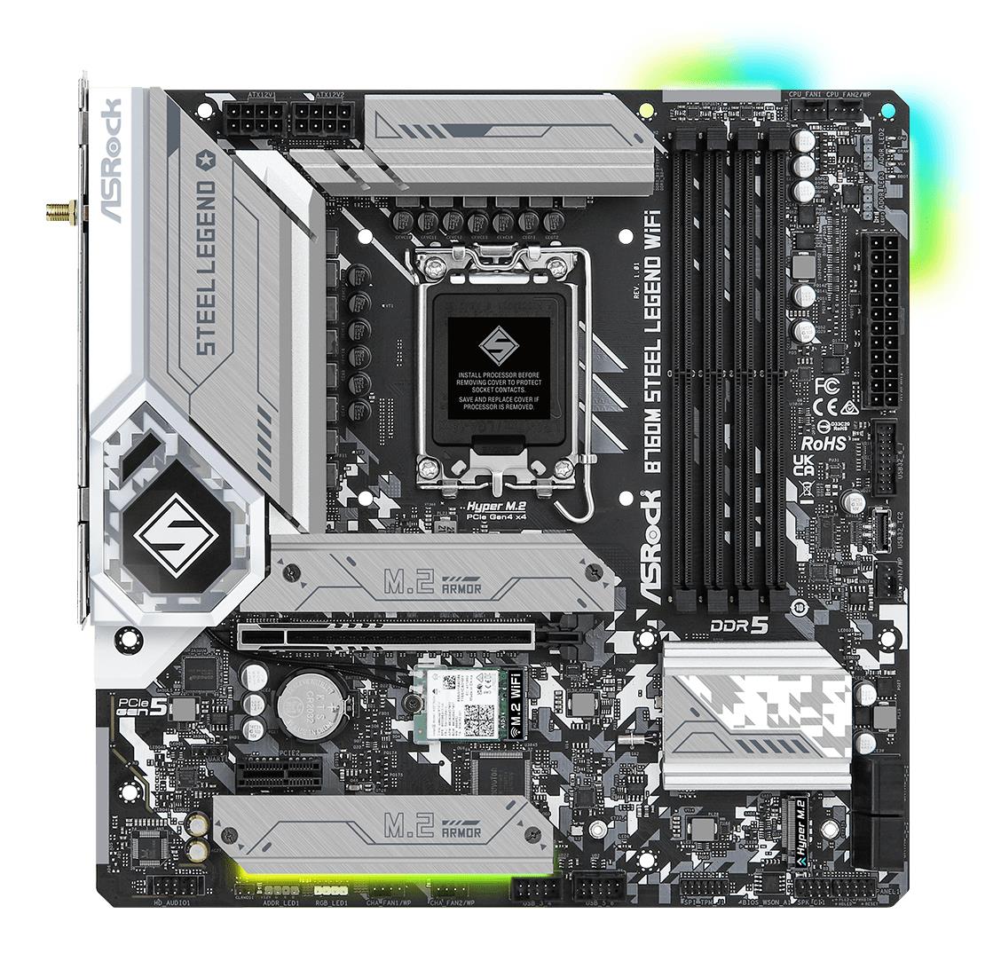 1b8541af-7b78-4ced-ab66-48028948b016 ASROCK B760M Steel Legend WiFi, LGA1700, DDR5, 4 atminties lizdai