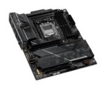 ASUS ROG STRIX X870E-H motininė plokštė, šoninis vaizdas su DDR5 atminties lizdais