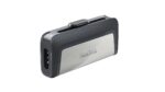 USB-C atmintukas SanDisk 128GB, šoninis vaizdas su slidžiu korpusu