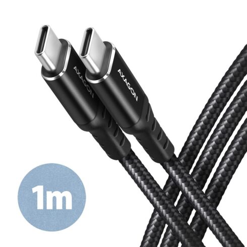 USB-C į USB-C laidas 1m, 60W, juodas, AXAGON BUCM-CM10AB