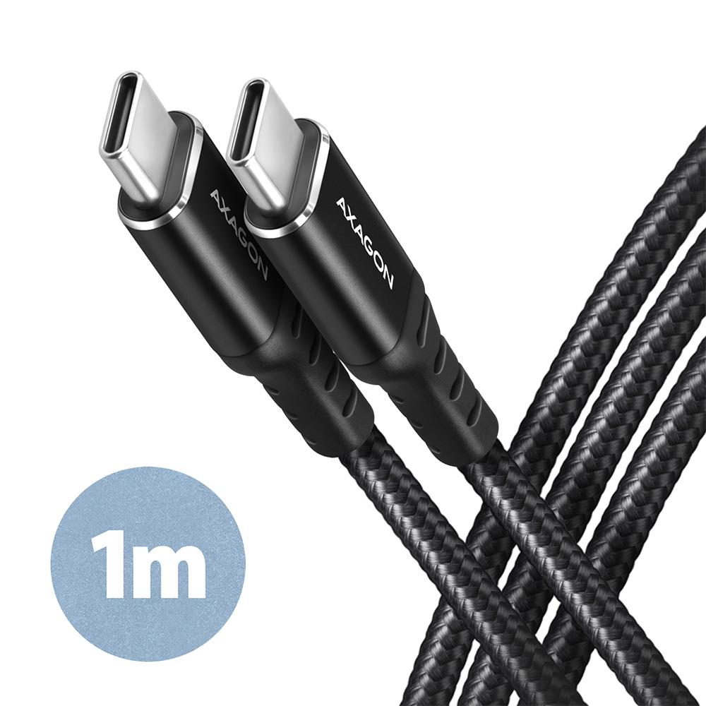 1d6ffaf9-c3f6-4941-9ebe-58d7bf3588ef USB-C į USB-C laidas 1m, 60W, juodas, AXAGON BUCM-CM10AB