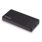 Dokstotėlė su USB-C ir HDMI jungtimis, matoma iš šono