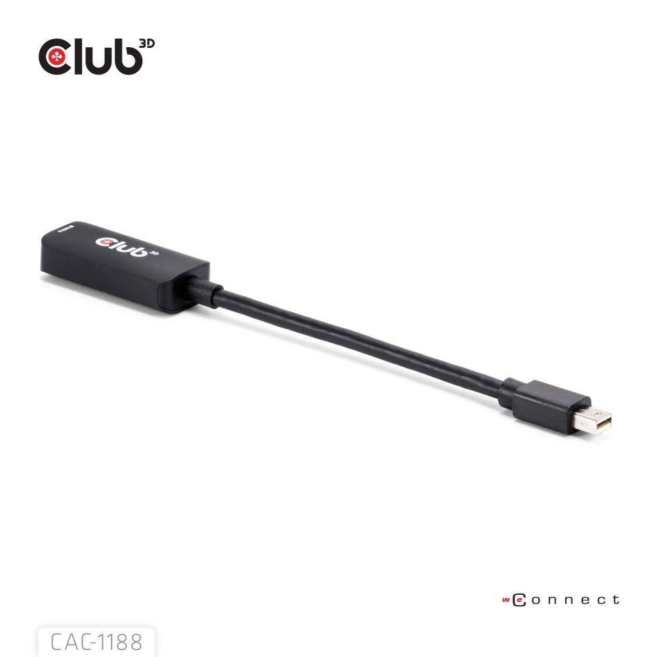 1e7bc62d-bb68-47e5-bfd9-c20e02657426-1 Adapterio MINI DP į HDMI CAC-1188 vaizdas iš šono, rodo jungtis ir dizainą