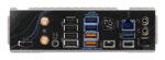 ASROCK X870 Riptide WiFi motininė plokštė, šoninis vaizdas su prievadų išdėstymu